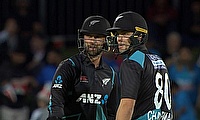 New Zealand batters Devon Conway and Mark Chapman New Zealand batters Devon Conway and Mark Chapman