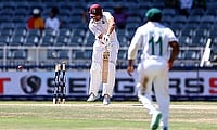 West Indies' Joshua Da Silva is bowled out by South Africa's Gerald Coetzee