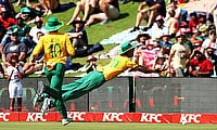 South Africa's Marco Jansen misses a catch