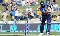 Sri Lanka’s Kasun Rajitha is bowled as his side struggles to 157 all out in the third one-day international against New Zealand in Hamilton Sri Lanka’s Kasun Rajitha is bowled as his side struggles to 157 all out in the third one-day international against New Zealand in Hamilton