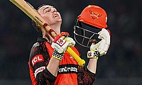 SRH batsman Harry Brook celebrates after scoring a century