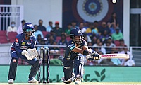 Gujarat Titans' Wriddhiman Saha plays a shot
