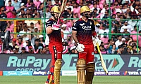 RCB's captain Faf du Plessis celebrates his half-century
