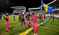 Hayley Matthews and teammates of Barbados Royals celebrate winning