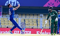 England’s Reece James William Topley in action during a warm-up match between Bangladesh and England ahead of the ICC Men’s Cricket World Cup