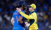 India's KL Rahul shakes hands with Australia's Steve Smith after the match