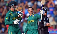 South Africa's Quinton de Kock celebrates his century