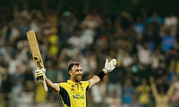 Australia's Glenn Maxwell celebrates after the match
