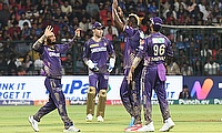 Kolkata Knight Riders' Andre Russell celebrates