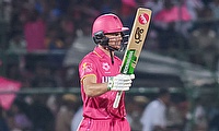 Rajasthan Royals' Jos Buttler celebrates his half-century