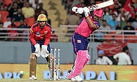 Rajasthan Royals' Yashasvi Jaiswal plays a shot during the IPL