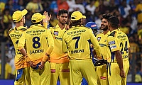Chennai Super Kings' Matheesha Pathirana celebrates the dismissal of Mumbai Indians' Ishan Kishan