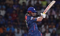 Lucknow Super Giants' Marcus Stoinis plays a shot during IPL
