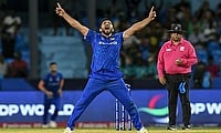 Afghanistan's Gulbadin Naib celebrates