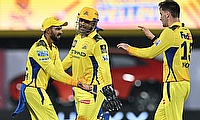 Chennai Super Kings' Noor Ahmad celebrates with Ruturaj Gaikwad