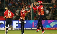 Punjab Kings' Yuzvendra Chahal celebrates the wicket of Royal Challengers Bengaluru's Rajat Patidar