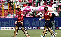 Punjab Kings' Priyansh Arya and Prabhsimran Singh walk in to bat