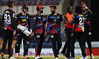 Imad Wasim of Antigua and Barbuda Falcons celebrates