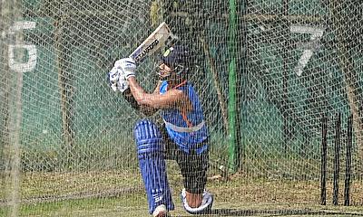 Shikhar Dhawan batting in the nets
