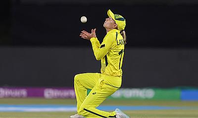 Meg Lanning of Australia takes a catch to dismiss Nigar Sultana alt=