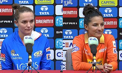 Sushma Verma from Gujarat Giants and Amelia Kerr from Mumbai Indians