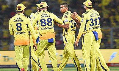 Kolkata: CSK bowler Akash Singh with teammates celebrate alt=