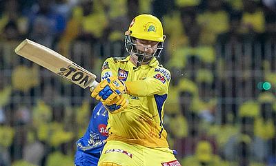 CSK's batsman Devon Conway plays a shot