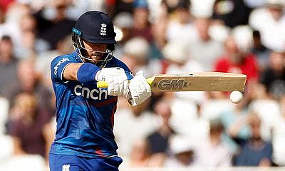 England's Ben Duckett in action as he plays a shot off the bowling of Ireland's Josh Little alt=