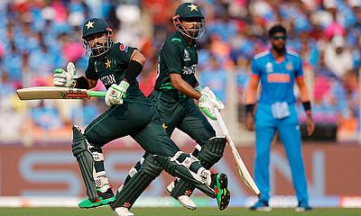 Pakistan's Mohammad Rizwan and Babar Azam in action running between the wickets alt=