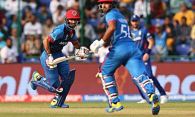 Afghanistan's Ikram Alikhil and Hashmatullah Shahidi in action running between the wickets alt=