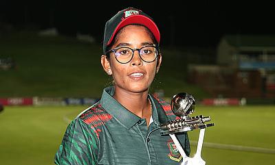 Player of the Match Murshida Khatun of Bangladesh during the 1st Women's ODI match between South Africa and Bangladesh at Buffalo Park on December 16,