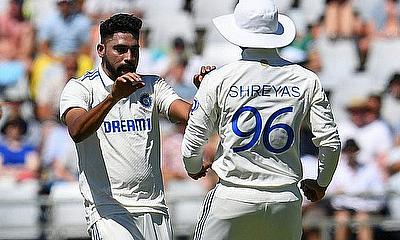 India's Mohammed Siraj (L) produced a career best bowling performance 6/15