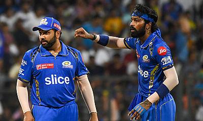 Mumbai Indians' Rohit Sharma and captain Hardik Pandya alt=