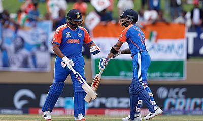 India's captain Rohit Sharma with teammate Virat Kohli alt=