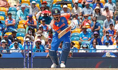 India's Virat Kohli plays a shot during alt=