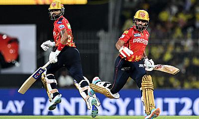 Punjab Kings' Prabhsimran Singh and Shreyas Iyer in action running between the wickets alt=