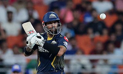 Gujarat Titans' Kusal Mendis in action alt=