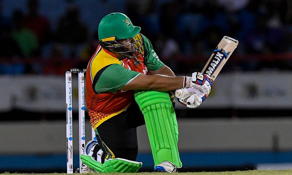 Azam Khan of Guyana Amazon Warriors hits 6 during Azam Khan of Guyana Amazon Warriors hits 6 during