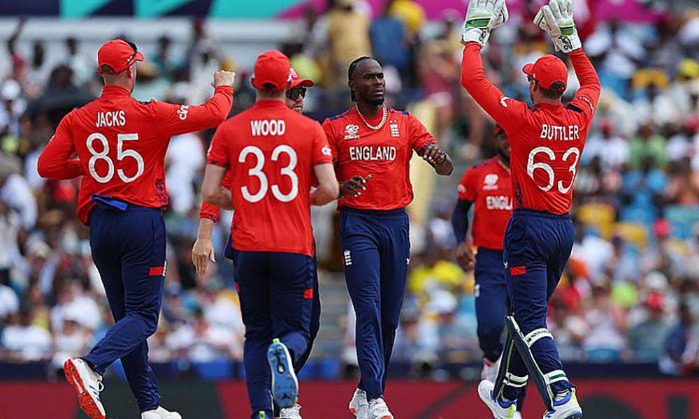 England's Jofra Archer celebrates with teammates England's Jofra Archer celebrates with teammates