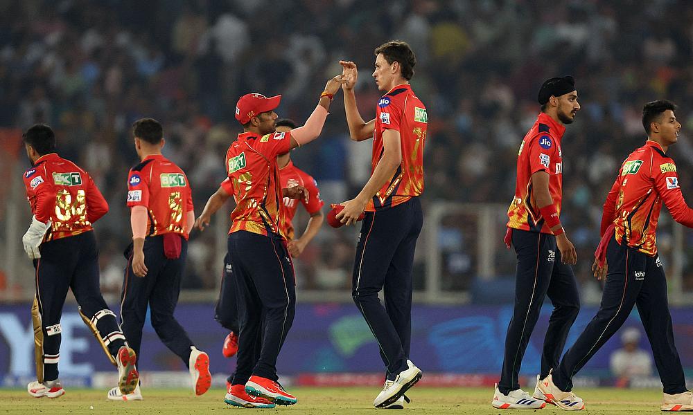 PBKS players celebrate a wicket