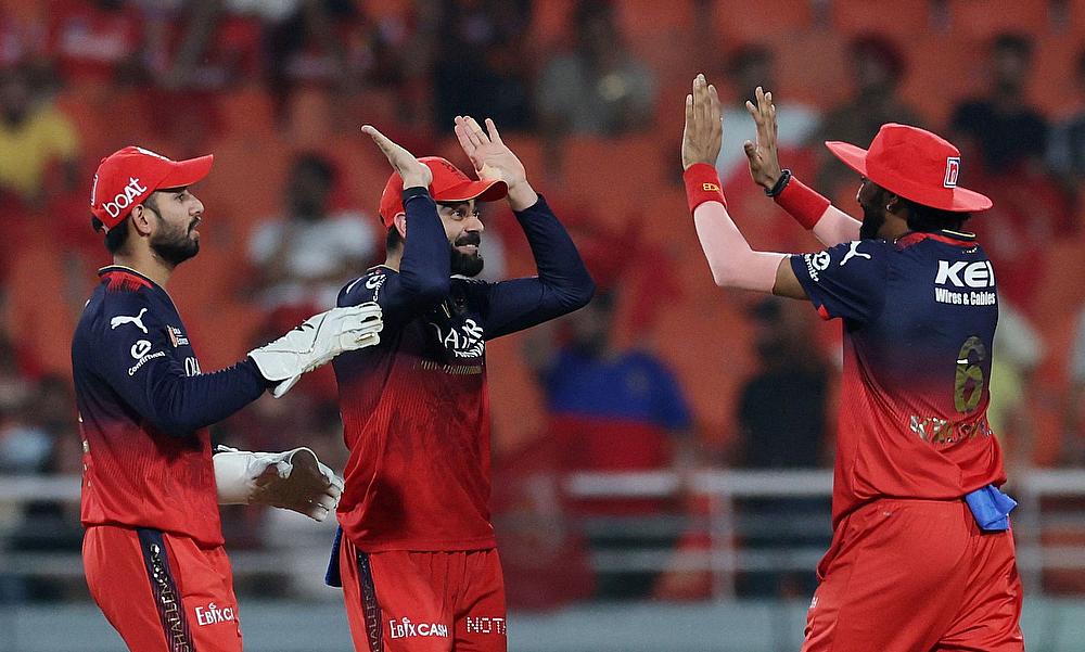 Royal Challengers Bengaluru's Krunal Pandya celebrates